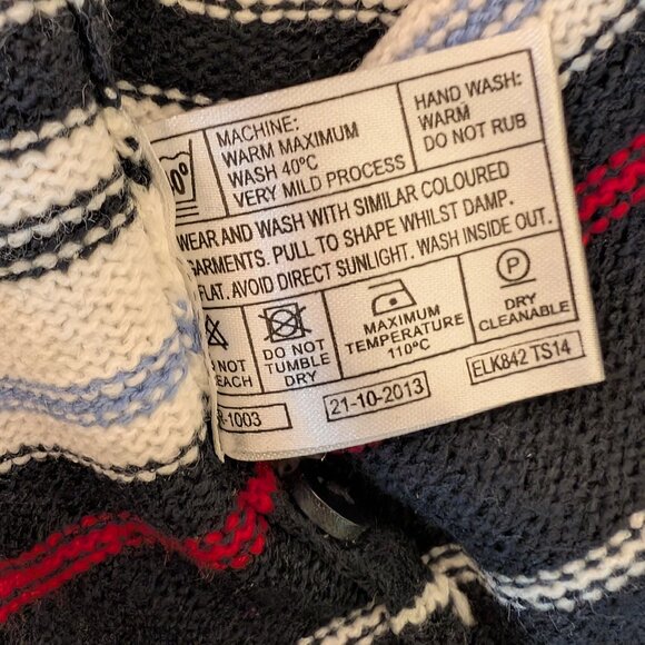 EWM 100% Acrylic Sweater Red/White/Blue Stripes Size Large 18-20 - Picture 9 of 9